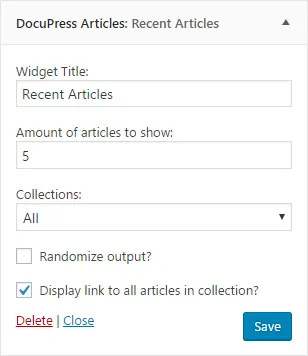 DocuPress Widget Options